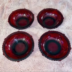 Vintage Avon 1876 Cape Cod 4 Dessert Bowls Red